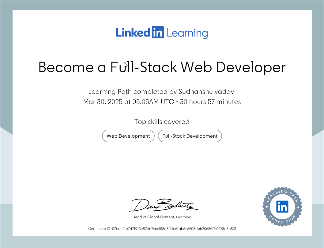 Full-Stack Web Developer certificate